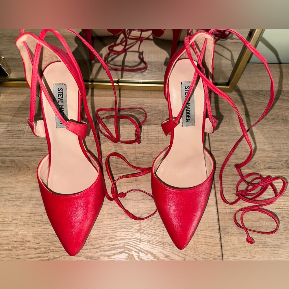 Steve Madden lace up red heels